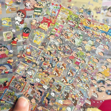 sticker transparent shin chan dessins animés multicolores décoration carnet scrapbooking