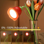 veilleuse fleur rose rechargeable pliable moderne nuit table led rouge violette chambre