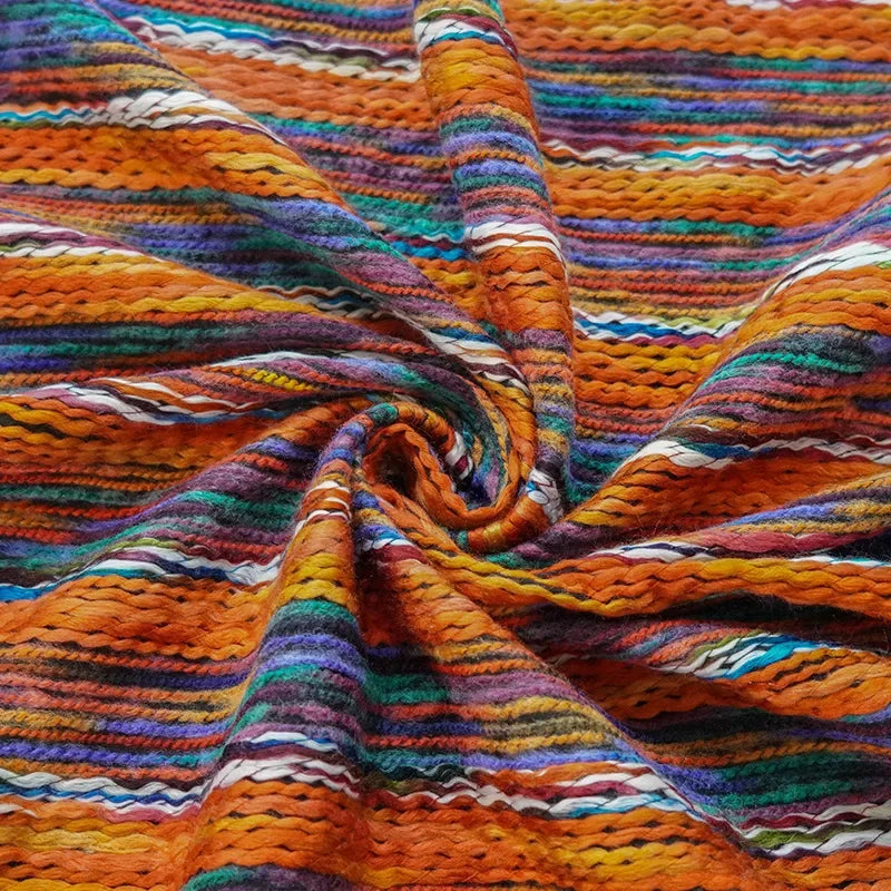 châle bohème tissu jacquard polyester coloré motifs horizontaux automne hiver