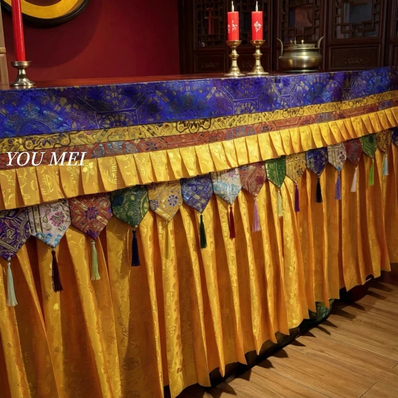 rideau decoratif tissu motifs floraux geometriques couleurs vives suspension tassons decoratifs nappe asiatique traditionnelle