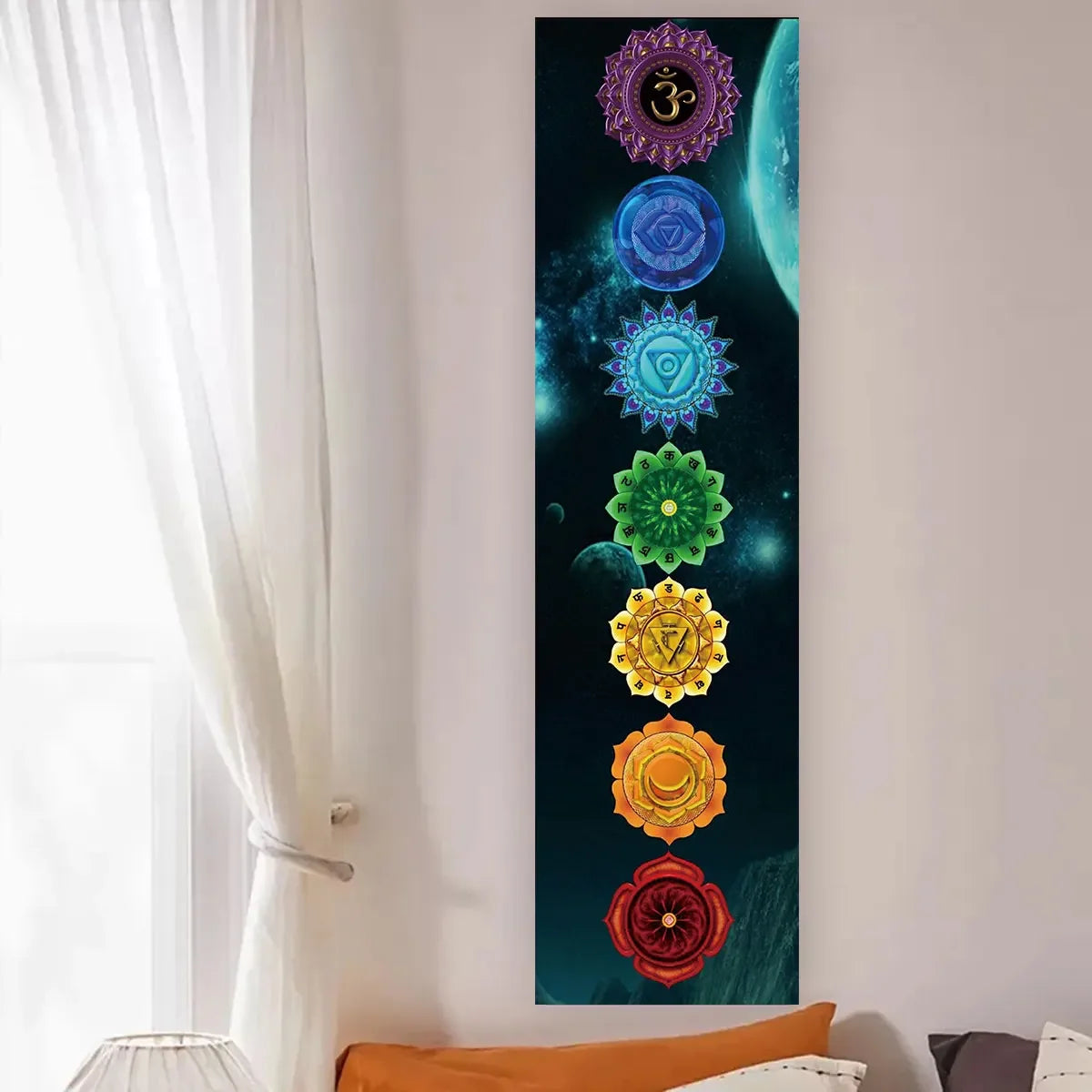 tableau mural multicolore mandala symboles religieux spirituel opaque sans fixation 150cm 40cm