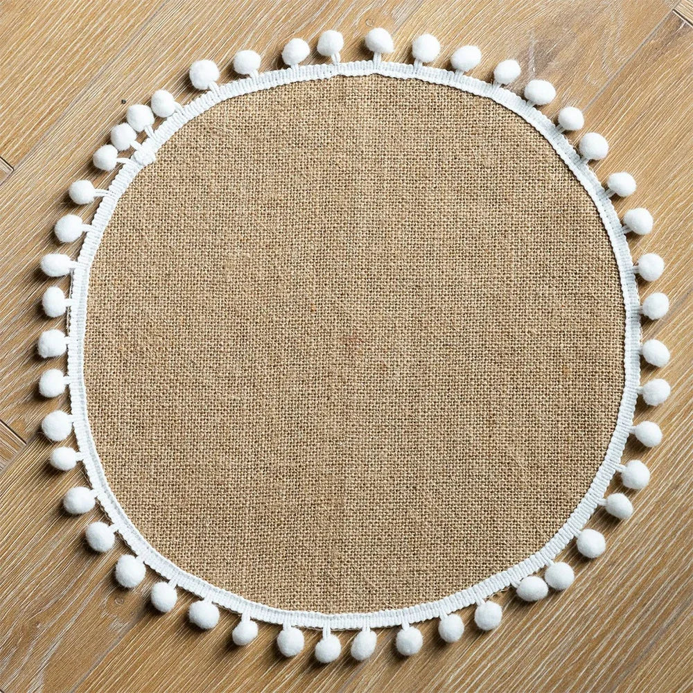 serviettes table beige blanc tissu naturel franges rustique chic noël mariage fêtes anniversaire