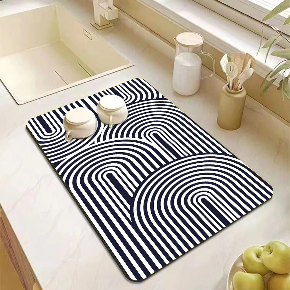 tapis séchage vaisselle moderne rayures gris adhésif 20x30cm 30x40cm 40x60cm 50x80cm
