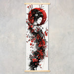 toile d'art japonaise contemporaine peinture abstraite fleurs cerisier cadre bois suspendue chambre salon
