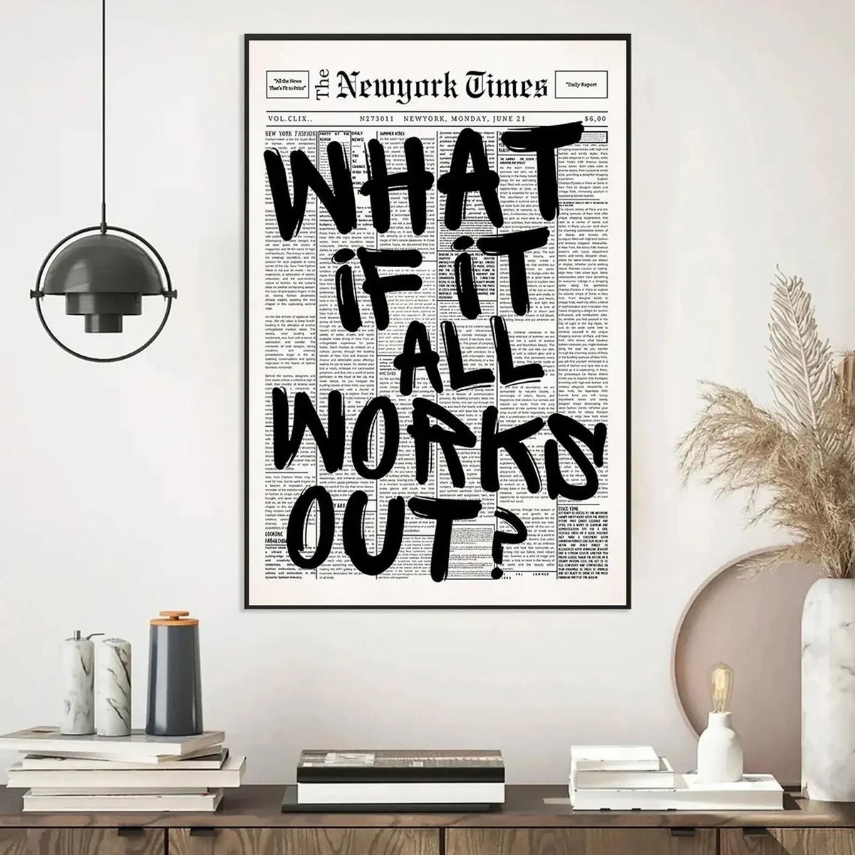 affiche encadrée moderne texte positif toile rectangle vertical noir blanche minimaliste chambre étudiant