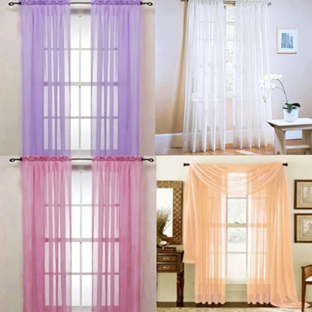 rideau léger voilage transparent tissu plissé bord dentelle couleur blanche bleue rouge pale