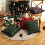 housses coussins carreaux écossais vert rouge jaune 100 polyester amovibles lavables traditionnel 30x50cm 45x45cm