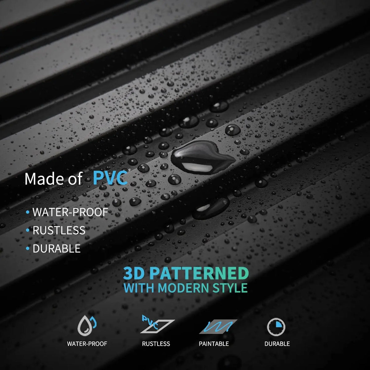 panneaux muraux décoratifs 3d noirs modernes 11.8x11.8 inches pack 30 imperméables pvc