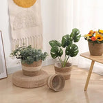 pot fleurs tissé fibres naturelles rustique boho chic rangement extérieur mini small medium large