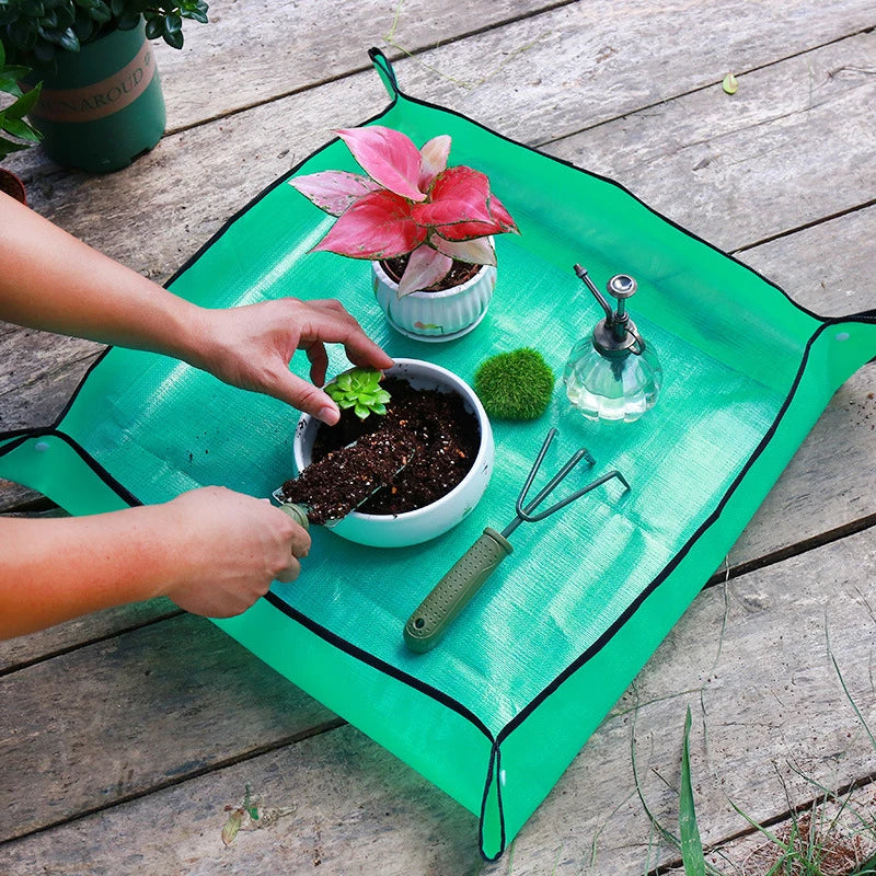 tapis jardinage vert pratique tissé imperméable pliable intérieur pot plantes 50x50 cm
