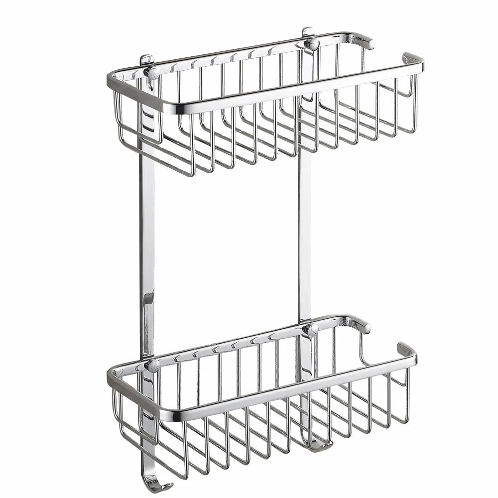 étagère salle bain double niveau or chrome moderne minimaliste clips inclusion vis écrous
