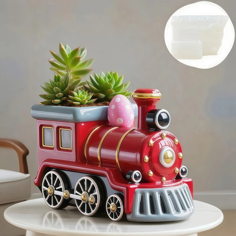 moule silicone forme train pot fleur succulente boite rangement resine béton plâtre bougie vintage