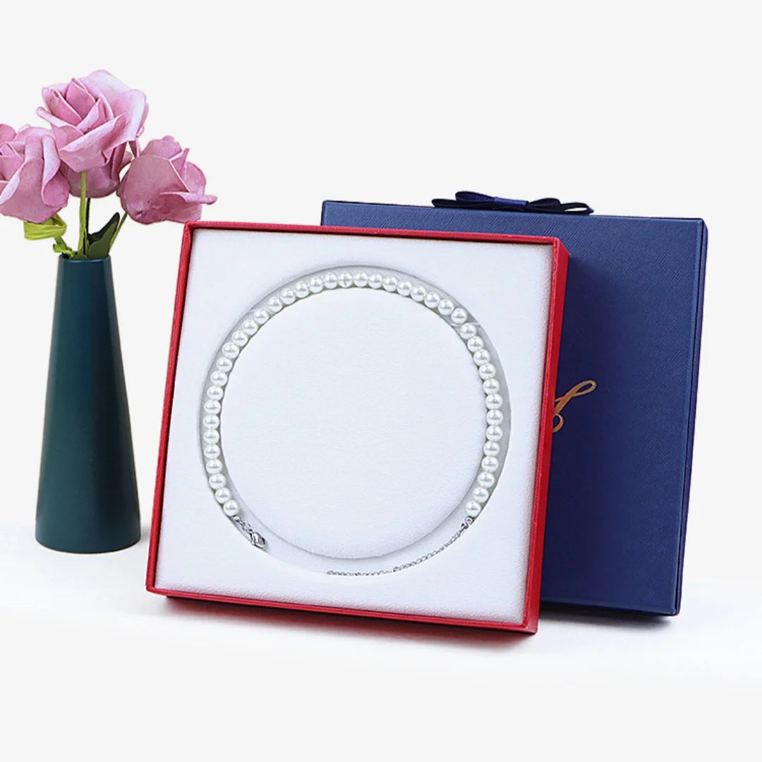 boîtes bijoux rouge bleu écriture dorée classique collier rangement cadeau mariage