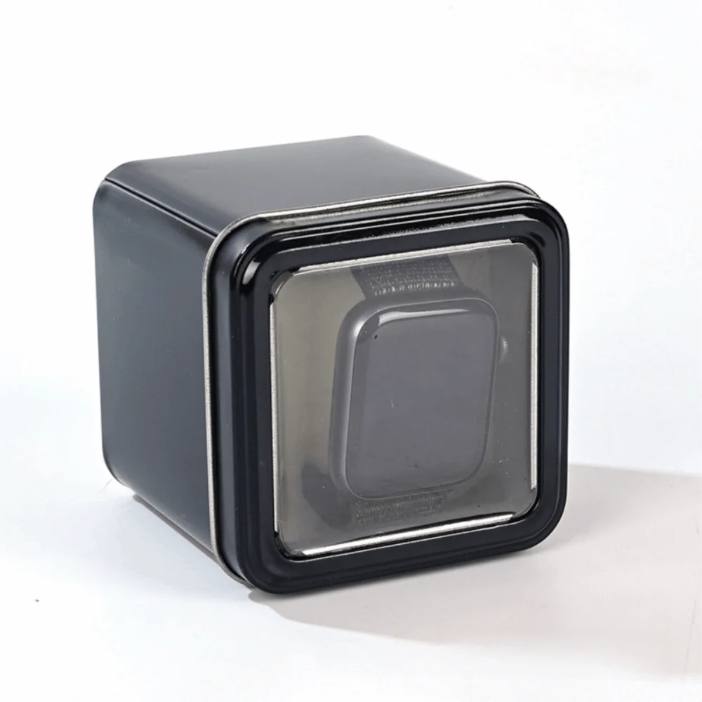 boîte rangement montres métal noir moderne sans fixation unisexe adulte matériau opacité