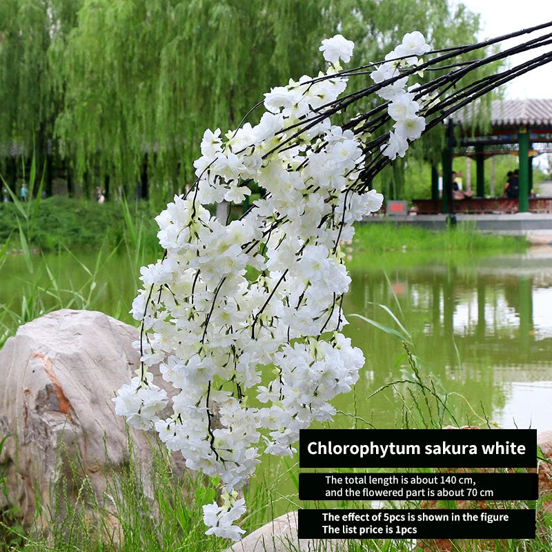 décoration intérieure fleurs artificielles branche cerises soie rose clair vert modernes
