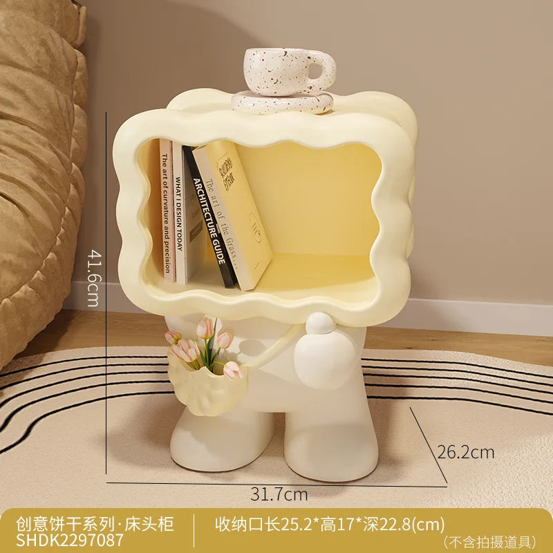 table dappoint moderne blanche compartiment ouvert vase intégré ludique sculptural