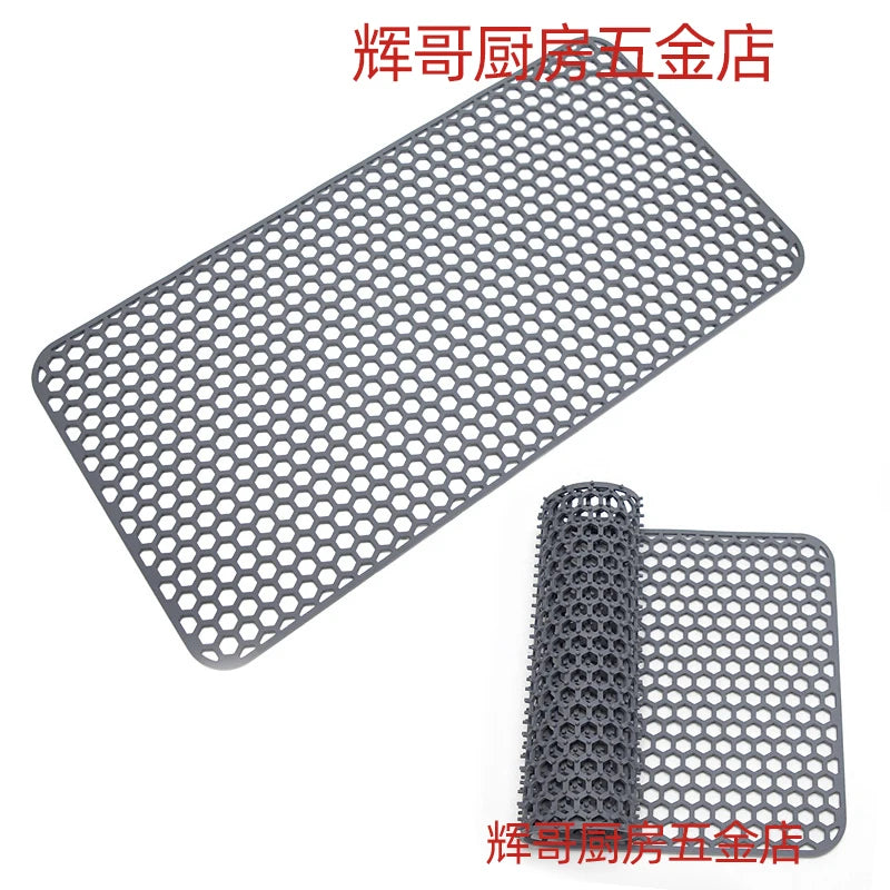 tapis cuisine silicone gris moderne perforé protection évier 72x39.5cmversiblelavabo