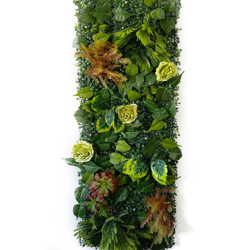 décoration mur végétal artificiel diverses feuilles fleurs moderne intérieur accroché