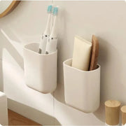 Porte brosse à dents mural étanche avec ventouses - Rangement salle de bain blanc - Ombre Interieur