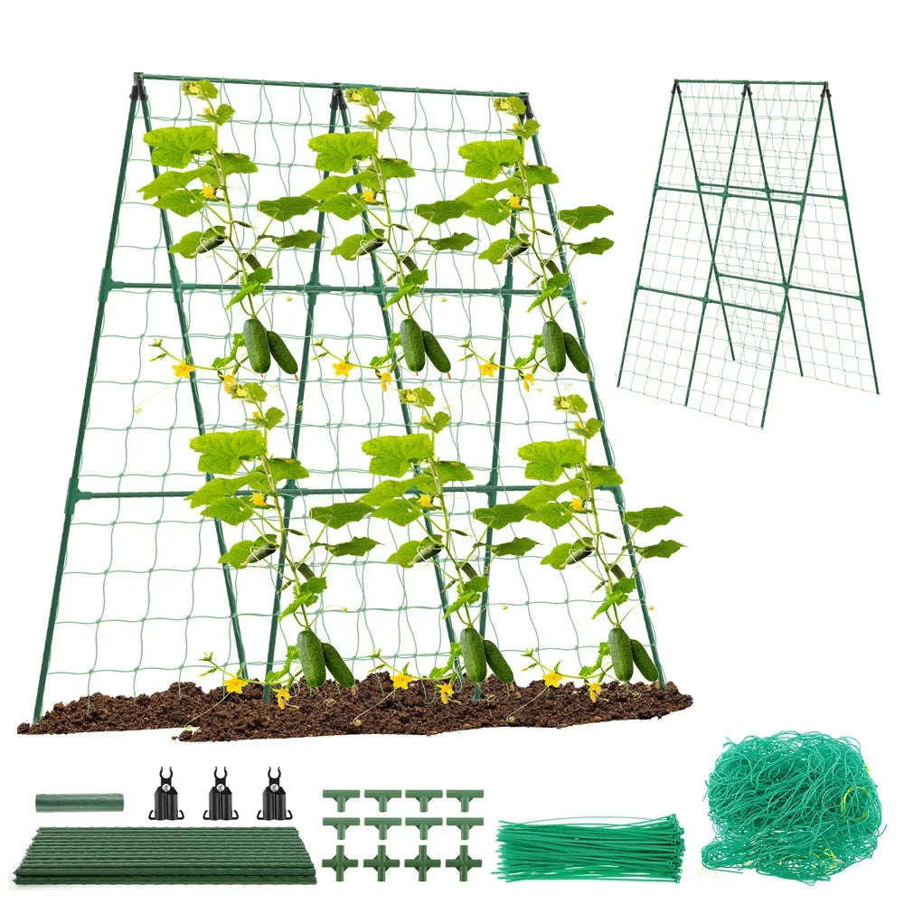 treillis support plantes grimpantes structure triangulaire treillage métallique jardinage rustique tubes connecteurs attaches