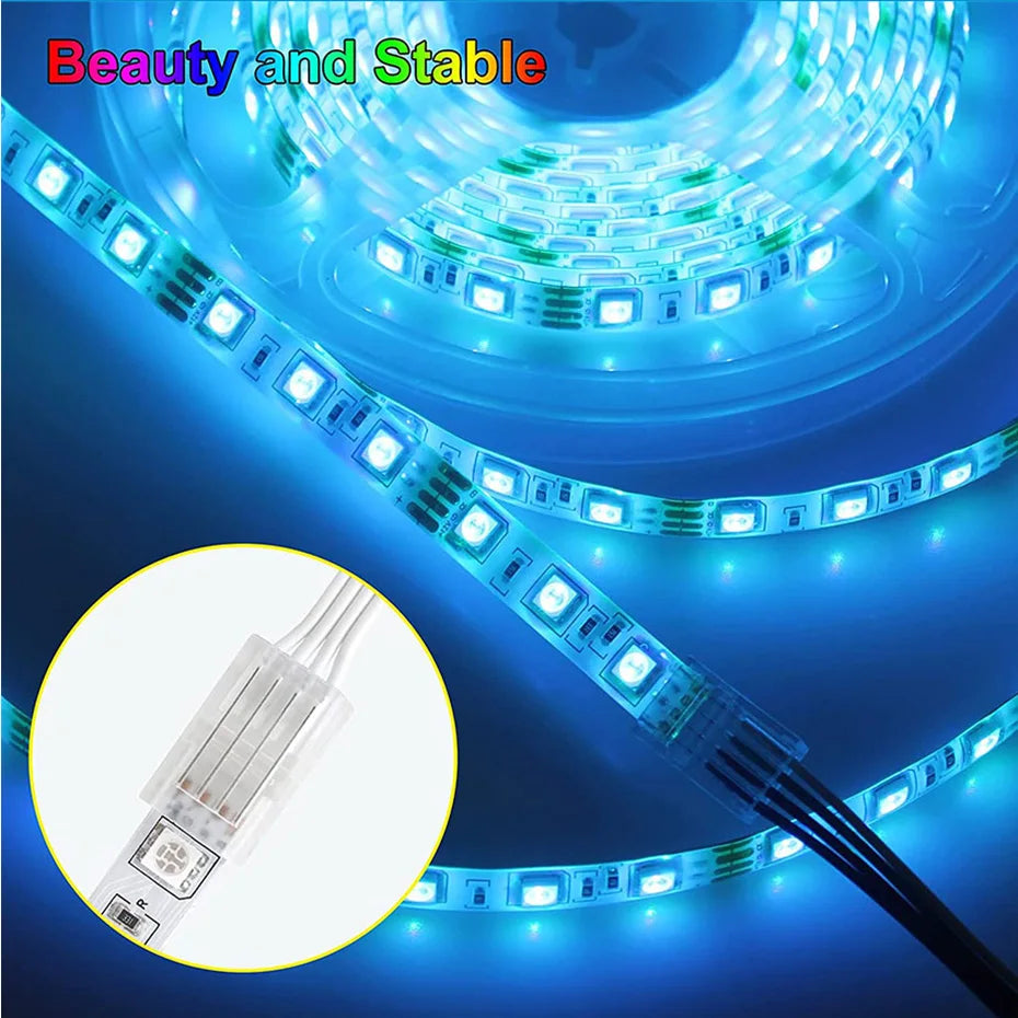 connecteurs led transparent 8mm 10mm 2pin 3pin 4pin adhésifs instructions bleu 24v