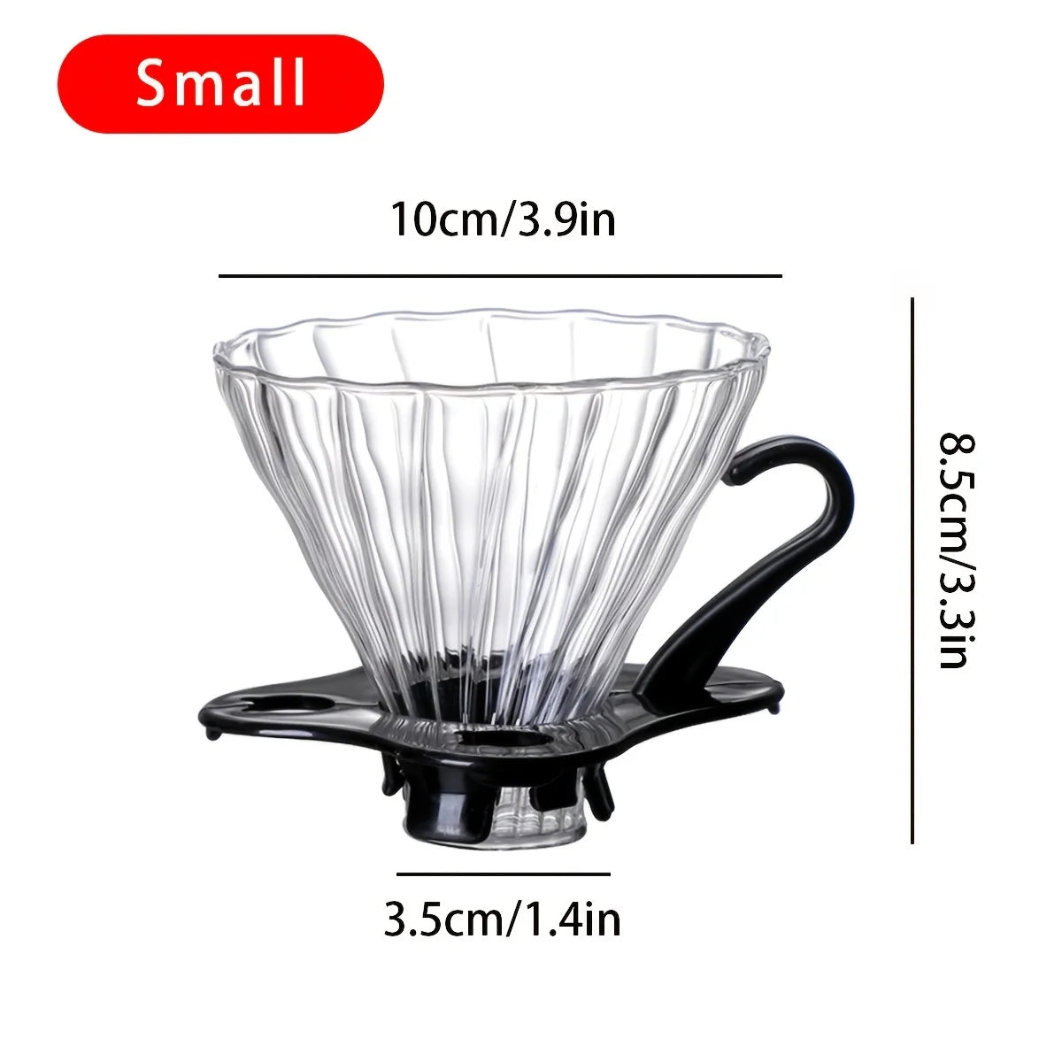 pot filtré transparent moderne texture ondulée clips inclusion filtre papier poignée base support