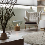 lampe poser transparente bois minimaliste moderne ampoule led base bois conique