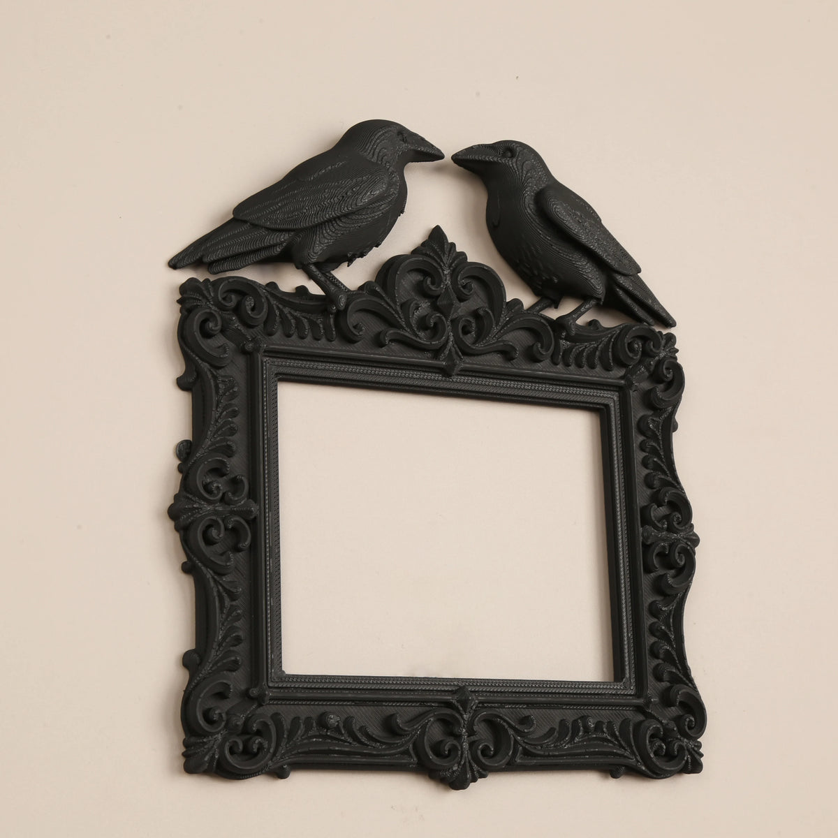 cadre mural baroque oiseaux noirs ornements floraux noir vintage décoration murale rétro gothique