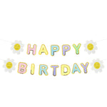 guirlande happy birthday lettres relief fleurs souriant deco enfantine joyeuse occasion anniversaire mariage baptême