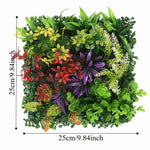 panneau mural végétal artificiel moderne feuilles fleurs variées intérieur décoration fixations métalliques
