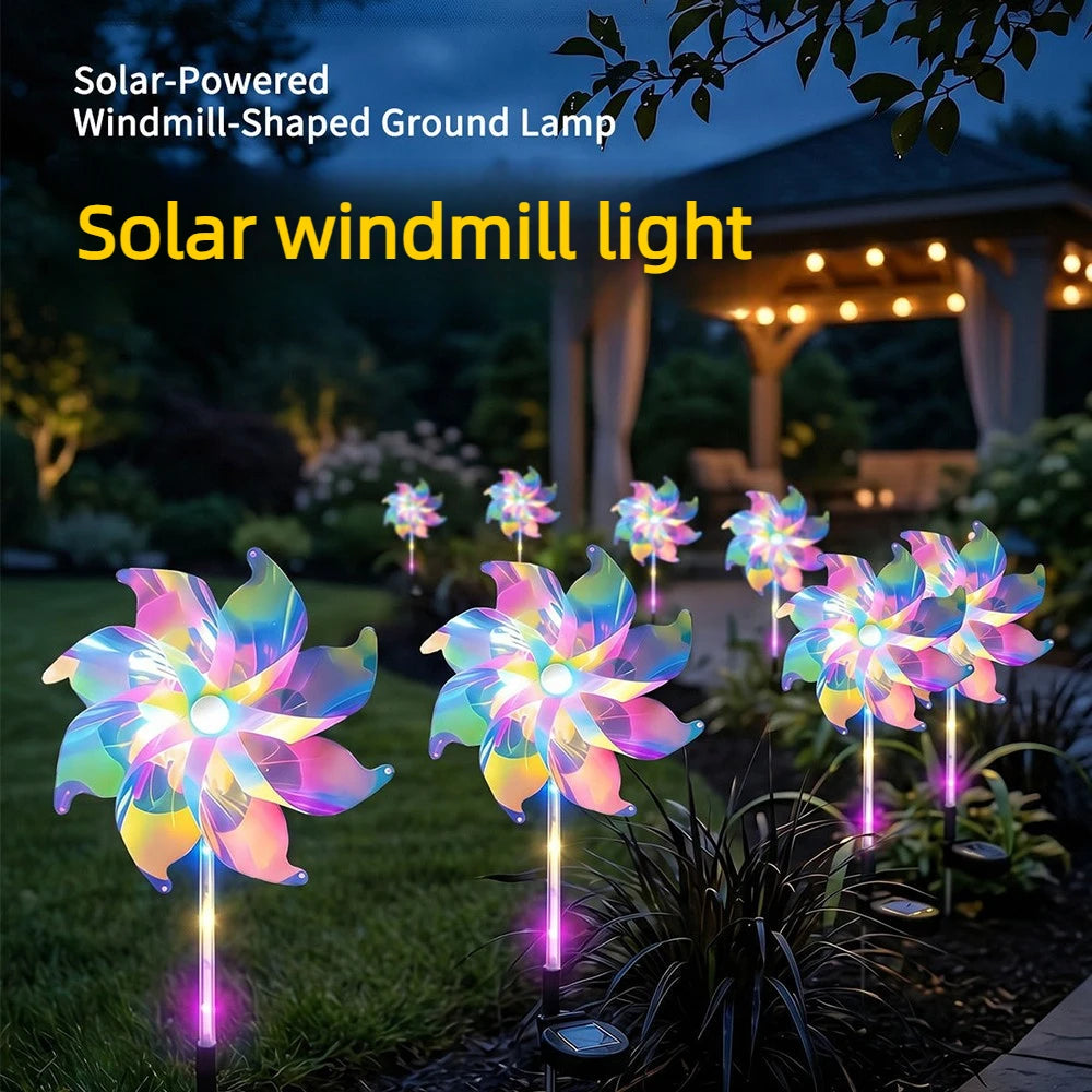 lumière solaire multicolore moulin vent moderne patio extérieur led changeante couleur