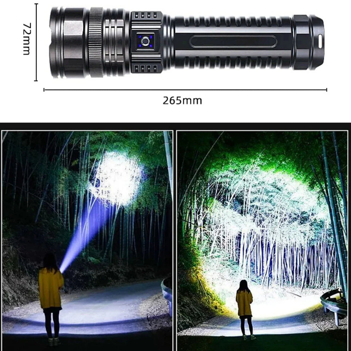 lampe torche led rechargeable 15000 mAh 500m lumiere intense ceinture ajustable banque alimentation