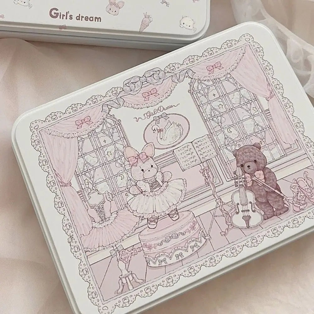 boîtes métalliques blanches dessins animaux chats chiens ours kawaii épingle photos simples