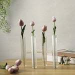 vases transparents modernes stries tubes hauteur 24cm fleurs feuilles decointérieur minimalistestyle