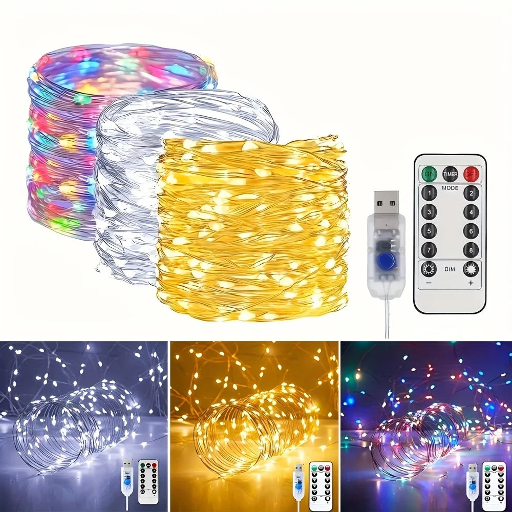 guirlande lumineuse led multicolore fil cuivre usb telecommande decoration noel mariage maison exterieur