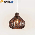 lampe suspendue tressée bambou marron clair moderne rustique salon chambre coucher 30cm 35cm