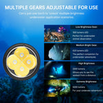 lampe torche sous marine 5000 lumens leds rechargeable plongee corail indicateur profondeur