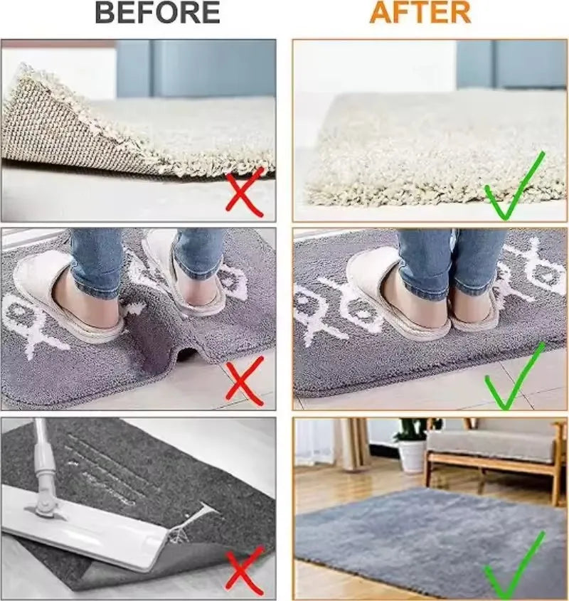 tapis antidérapants pastilles adhésives noires blanches florales décoration intérieure utilitaires
