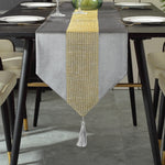 nappe décorative moderne tissu uni strass central franges couleur noir rouge or élégante table