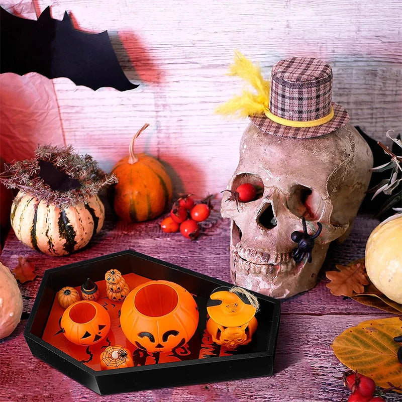 Boîte de rangement cercueil noir avec bougies