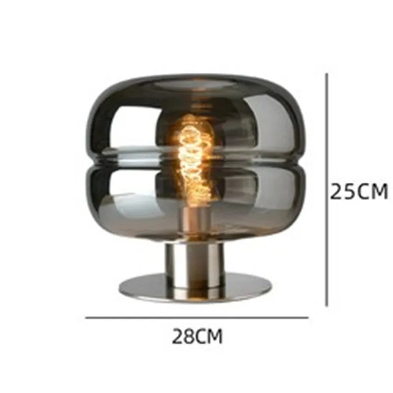 Lampe minimaliste brune dans une chambre à coucher décorée style nordique