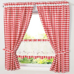 rideau carreaux rouge blanc classique bordure blanche maison polyester opulent moderne simple