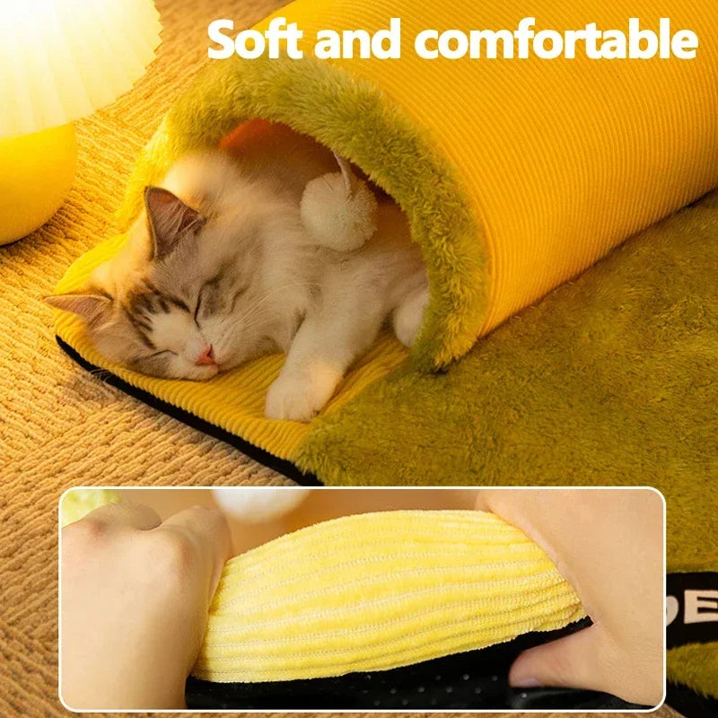 Lit chat jaune vert velours doux moderne coussin zipper