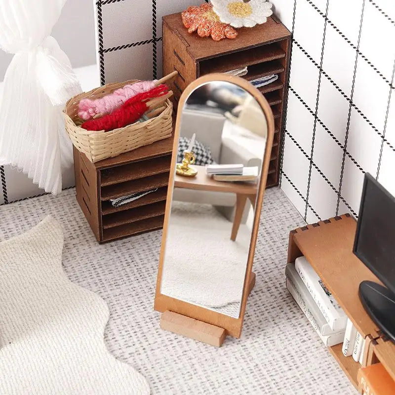 miroir pleine longueur résine bois naturel moderne adhésif deco maison poupée ornemental animaux nature