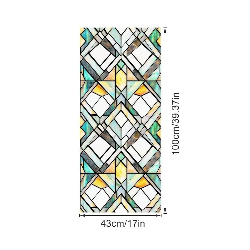 film adhésif vitrail art déco motifs géométriques floraux couleurs vives opaques anti reflets
