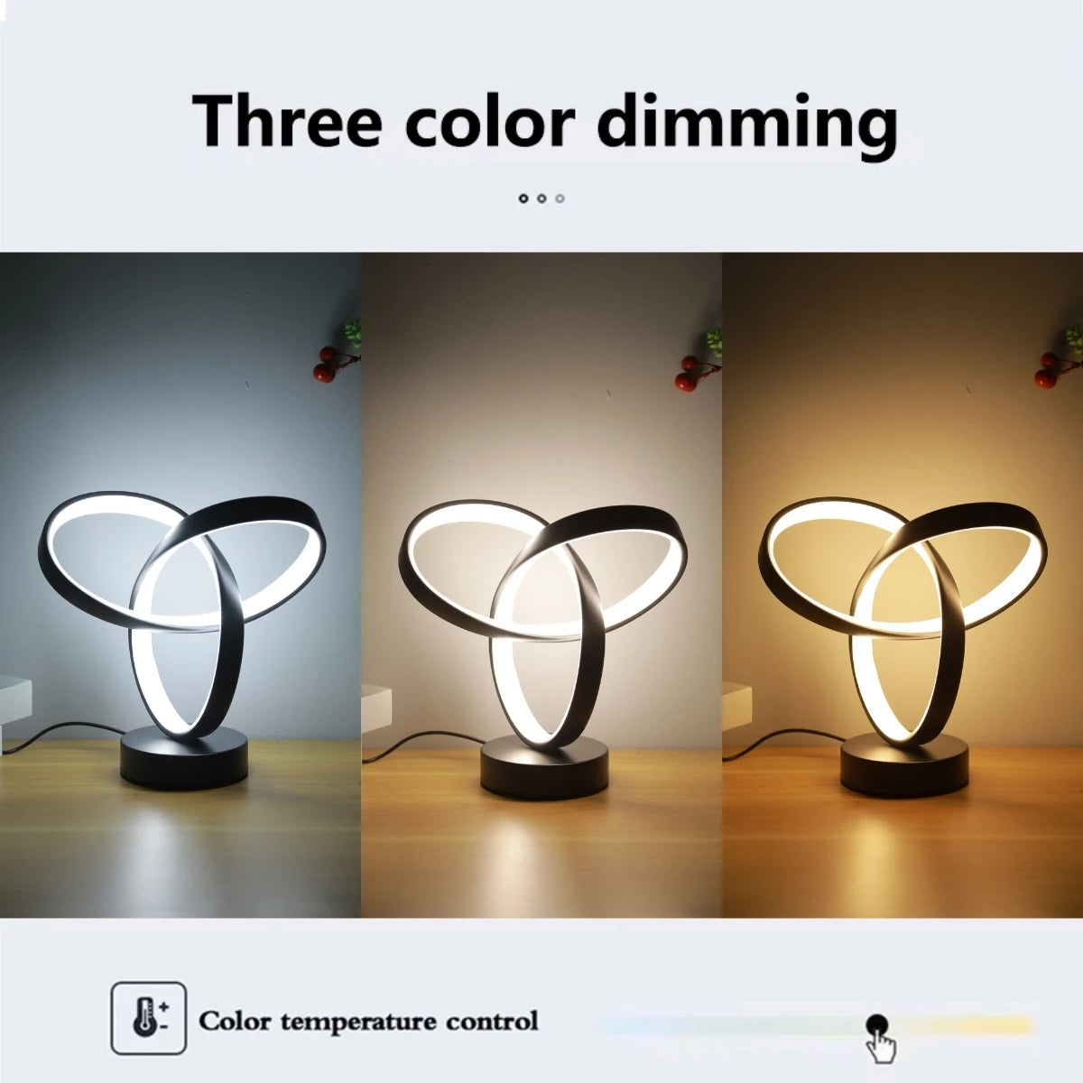 lampe led or noir spirale moderne câble alimentation chargeur usb chambre salon