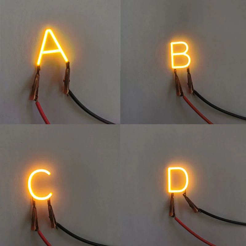 lettre lumineuse led décoration intérieure moderne clips câbles couleur or noir rouge