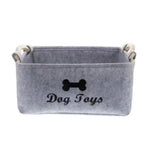 panier jouets chien feutre gris moderne poignées bois 38cm 25cm 18cm