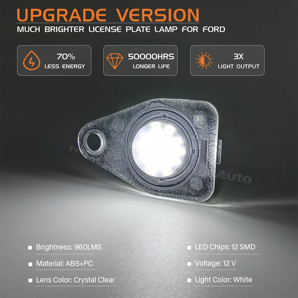 lampe plaque immatriculation noire moderne adhésif 2400 lumens connecteur électrique 12v 3w