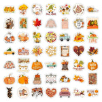stickers automne orange jaune rouge feuilles citrouilles gnomes animaux illustration cartoon adhésifs mignons vintage